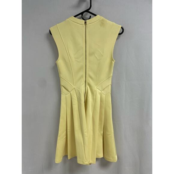TED BAKER Nistee Skater Dress Cap Sleeve High Neck Pleat Lemon Women's 1 US4 - Picture 8 of 13